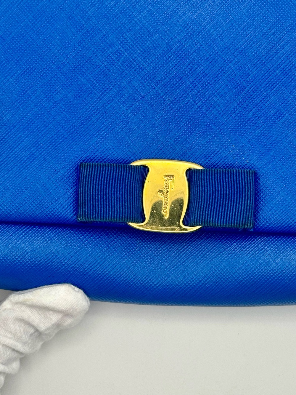 Salvatore Ferragamo Royal Blue Vera Boy Leather Crossbody with Gold Chain